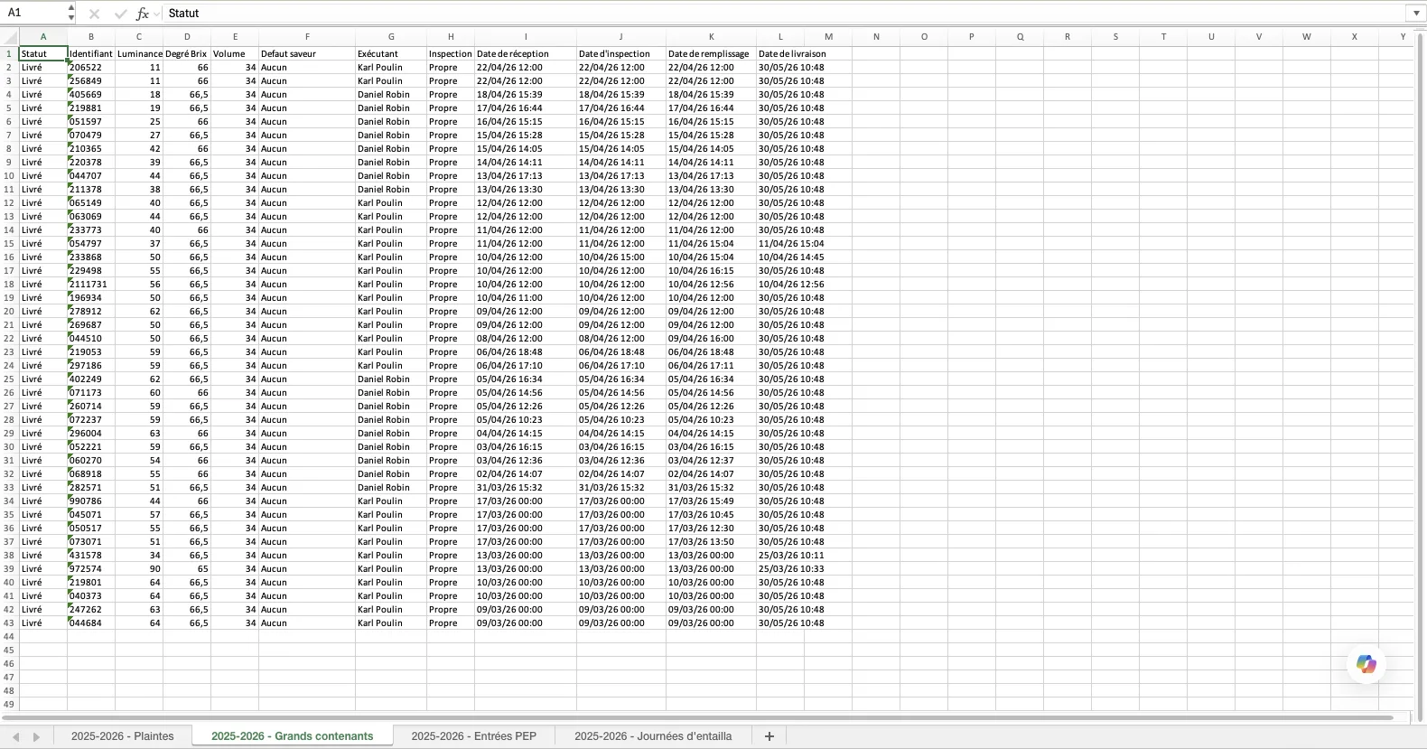 Remettez un fichier clair: L'export produit un classeur Excel prêt à vérifier, conserver ou partager.